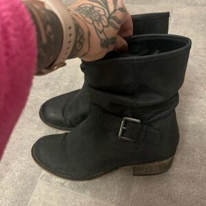 Next Charcoal Ankle Boots with Silver Buckle